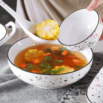 陶瓷大號湯碗家用湯鍋大碗面碗北歐風餐具創意喝湯碗湯盆可微波