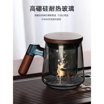 玻璃杯茶杯玻璃過濾內膽茶水分離杯泡茶杯水杯辦公杯個人專用杯子