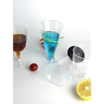 150ml一次性水晶杯塑料杯葡萄酒杯透明高腳杯紅酒杯組合長杯整包