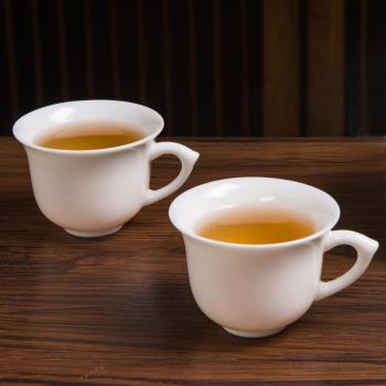 德化白瓷羊脂玉茶杯有耳單杯小號泡茶杯帶把品茗杯陶瓷單個杯子