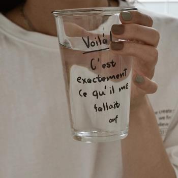 ES| ins同款網紅博主vlog拍攝法式字母玻璃杯牛奶杯咖啡杯大容量