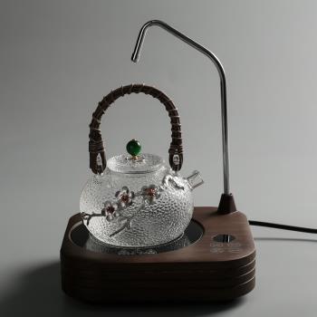 耐熱玻璃燒水壺耐高溫加厚家用自動上水電陶爐煮茶器茶具套裝茶盤