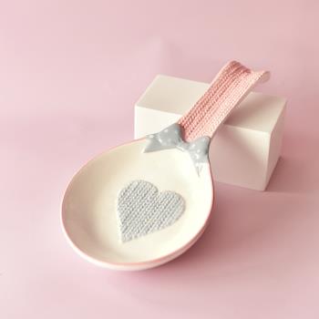 粉色少女心陶瓷勺托湯匙架家用勺子架可裝飾擺件廠家直銷