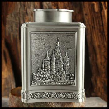 俄羅斯錫器茶具錫制茶葉筒城堡金屬茶葉罐方形茶葉盒錫罐男士禮品