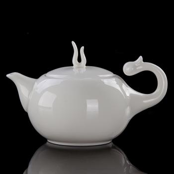 白瓷茶壺手工中式單壺創意茶壺功夫茶具羊脂玉簡約陶瓷家用泡茶壺