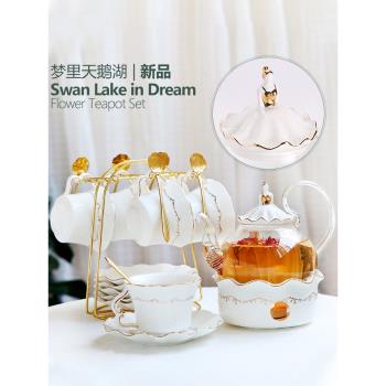 下午茶套裝歐式茶具 蠟燭煮茶爐 英式茶具玻璃水果茶壺花茶壺套裝