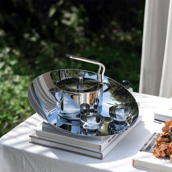 歐式不銹鋼冷水壺創意家用大容量ins風茶壺輕奢客廳水壺套裝擺件