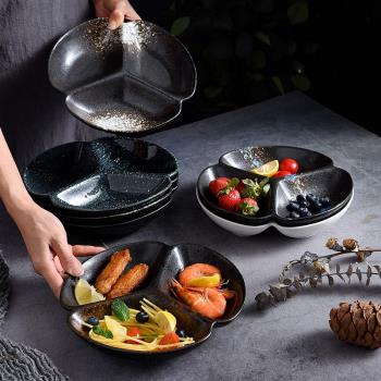 日式三格盤餐盤陶瓷分格盤子家用一人食餐具創意減脂早餐盤碟子