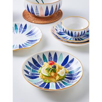米立風物日式陶瓷碗單個創意個性家用飯碗湯面碗盤子菜盤餐具套裝