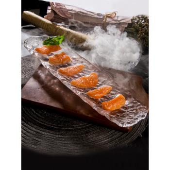 三文魚刺身冰盤長方形專用創意商用高端玻璃日式壽司料理魚生盛器
