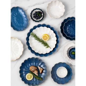 米立風物日式花邊陶瓷餐具水果沙拉碗個性創意面碗家用復古碗盤子
