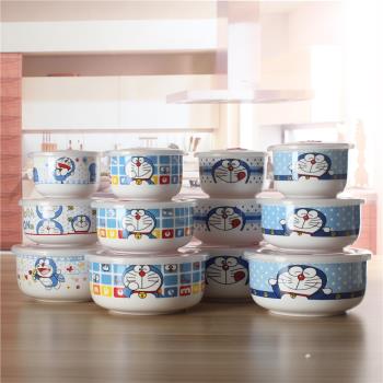 骨瓷保鮮碗三件套大號泡面碗帶蓋微波爐碗陶瓷碗便當飯盒方便面碗