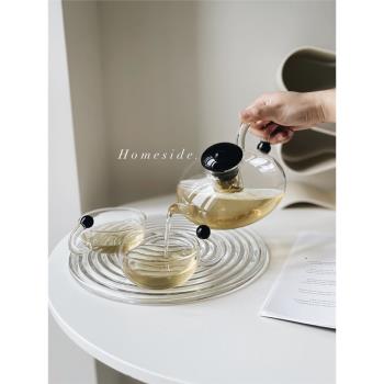Homeside彈珠珠茶壺高硼矽耐熱玻璃過濾茶具北歐茶杯煮泡茶壺套裝