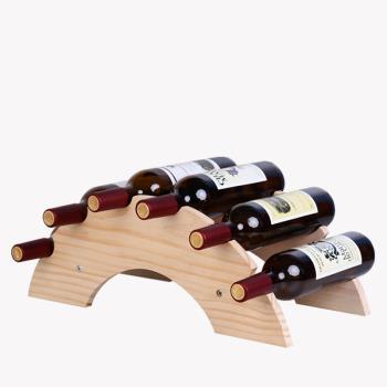 創意橋形紅酒架實木酒瓶架紅酒展示架歐式葡萄酒架子酒柜裝飾擺件