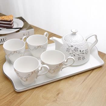 花茶下午茶具套裝歐式咖啡杯套裝家用茶杯輕奢高檔陶瓷泡茶壺茶壺