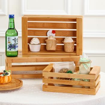 面包木框展示架托盤木質甜品盒森系蛋糕茶歇擺臺架子木箱收納木籃