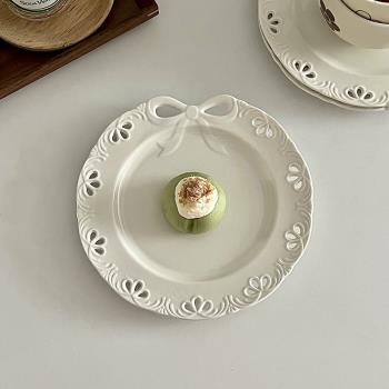 糖小姐ins法式復古盤子白色甜品盤蛋糕西餐盤水果沙拉盤家用餐具