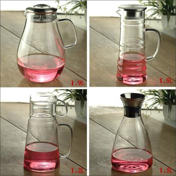 家用防爆耐熱高溫玻璃冷水壺晾涼開水杯大容量扎壺水瓶帶蓋過濾2L