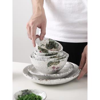 雅之器日式餐具陶瓷碗家用吃飯沙拉小湯碗手繪雪花釉米飯碗泡麵碗