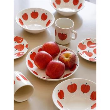 蘋果咬一口。日式陶瓷餐具套裝家用沙拉大號碗水果盤菜盤馬克杯