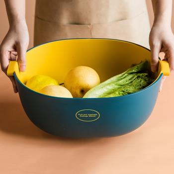 瀝水籃洗菜盆廚房家用雙層現代客廳創意多功能塑料瀝水槽洗水果籃