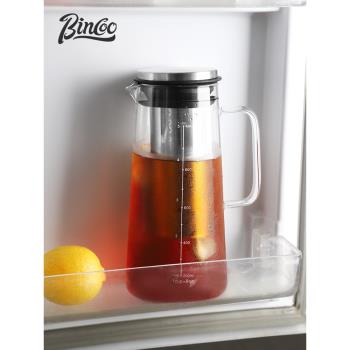 bincoo冷萃壺玻璃家用冷水壺大容量冷泡咖啡壺過濾泡茶壺酸梅湯瓶