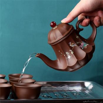 宜興紫砂壺手工仿古茶壺大號容量泡茶壺單壺陶瓷家用茶具茶杯套裝