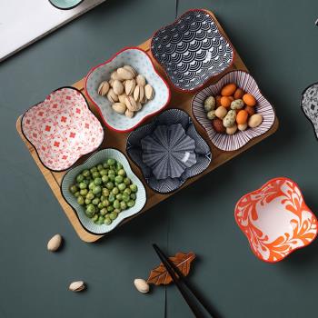 日式陶瓷碟子味碟蘸料碟木托盤烤肉醬油小吃碟火鍋調味醬料碟裝骨