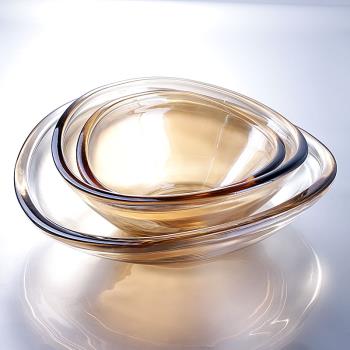 輕奢風簡約現代水晶玻璃藝術水果盤家用客廳茶幾極簡創意零食盤