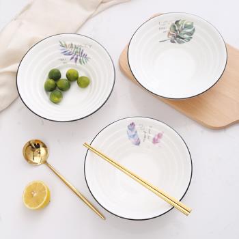 喇叭碗吃湯面碗商用家用日式大號陶瓷創意牛肉沙拉面條拉面斗笠碗