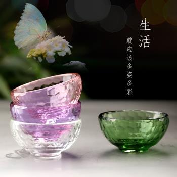 白水晶玻璃碗耐熱透明純色玻璃七彩碗套裝供水杯面膜調配碗