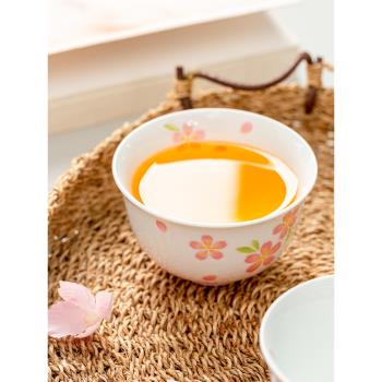 豬豬日式進口陶瓷粉色櫻花小碗茶杯家用主人杯下午茶杯清酒杯水杯