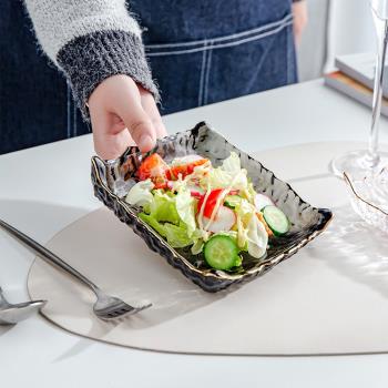 玻璃沙拉干果餐盤金邊冰露創意金邊家用客廳北歐ins 零食水果盤