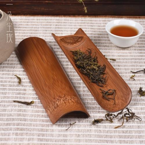 竹 茶则 竹子茶則賞茶則茶荷茶道六君子配件竹茶則碳化鏡面竹節禪意|金秋