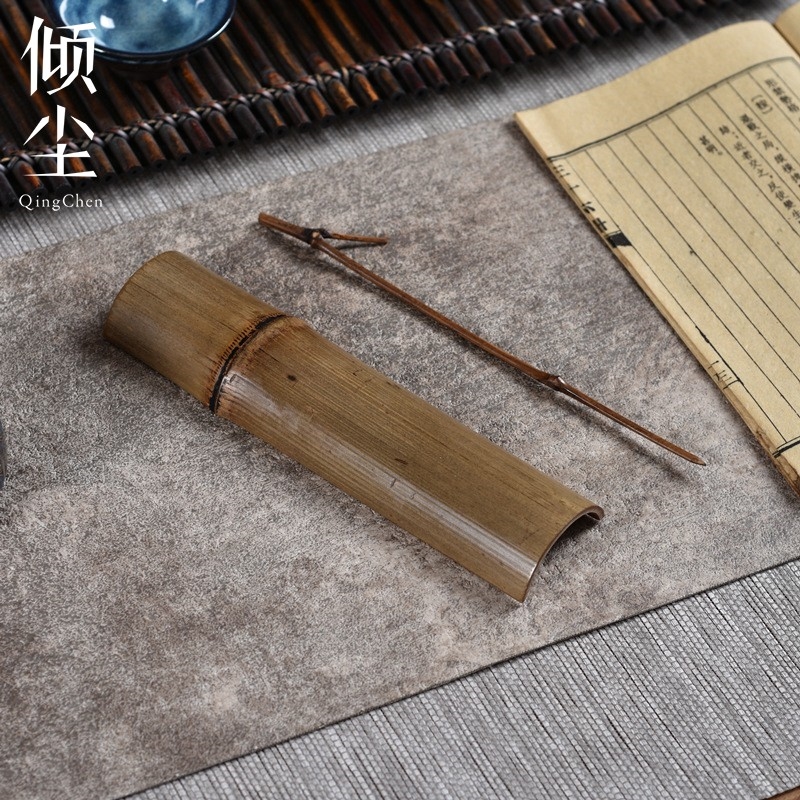 竹子茶則賞茶則茶荷茶道六君子配件竹茶則碳化鏡面竹節禪意|茶道/零配