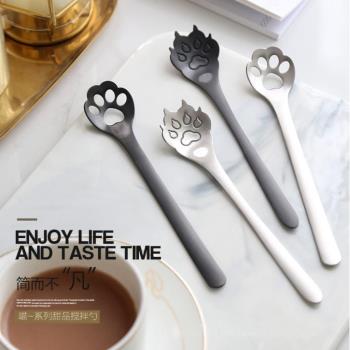 【零到壹佰】貓爪勺304不銹鋼 攪拌勺勺子日式可愛甜品家用辦公室
