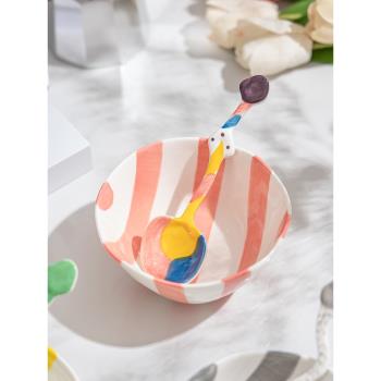 ins風小碗個人專用陶瓷飯碗家用甜品酸奶碗可愛少女心釉下彩餐具
