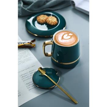 歐式陶瓷咖啡杯下午茶帶蓋勺復古馬克杯多款帶禮盒創意個性情侶杯