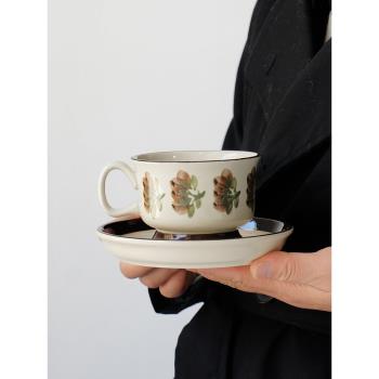 法式復古中古風手工陶瓷手繪咖啡杯碟美式設計感小眾高顏值下午茶