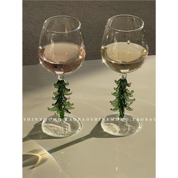 Shinymomo韓式ins風圣誕酒杯彩色玻璃新年圣誕樹裝飾禮盒裝高腳杯