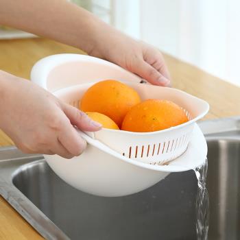 鳳全日式雙層瀝水籃洗菜盆客廳水果盤家用小號塑料菜籃子洗菜籃子