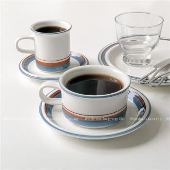 芬蘭中古陶瓷杯 手繪咖啡杯牛奶杯 復古早餐杯下午茶杯碟170ml