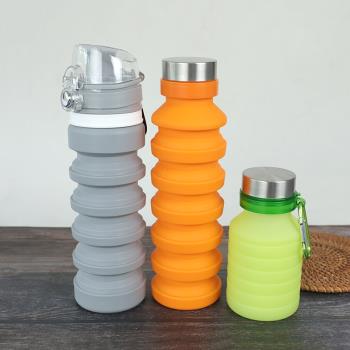 大容量可裝沸水創意折疊水壺跑步便攜食品級硅膠水杯環保伸縮杯