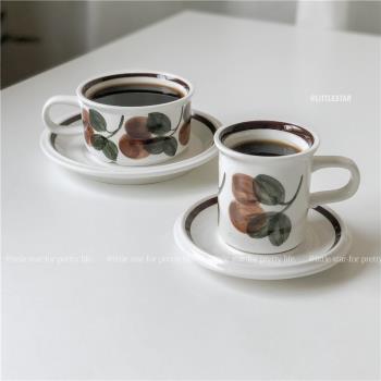 芬蘭中古陶瓷杯 手繪咖啡杯牛奶杯 復古早餐杯高級杯碟170ml