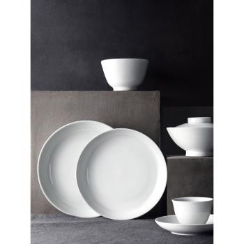 日式手工陶瓷餐具景德鎮白瓷家用米飯碗湯碗面碗菜盤碟子水杯套裝