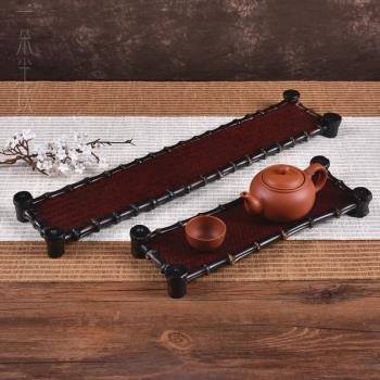 日式仿古茶杯架零配竹鞭