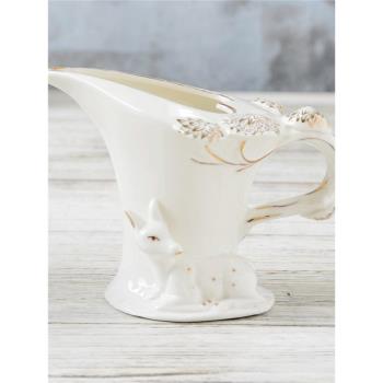 描金新中式奶罐 咖啡奶罐奶盅 創意浮雕陶瓷奶罐 奶杯 公道杯瑕疵