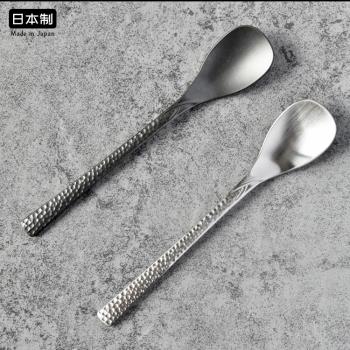 日本高桑不銹鋼黑色錘紋日式小勺不銹鋼復古攪拌勺短款進口咖啡勺