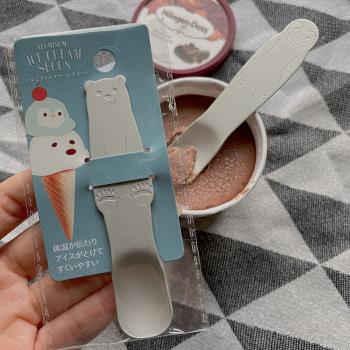 日本進口鋁制銀色可愛小白熊企鵝冰激凌勺兒童甜品勺果凍雪糕勺