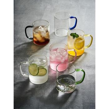 玻璃杯子帶把手耐熱防爆耐高溫喝水泡茶家用客廳待客透明水杯套裝